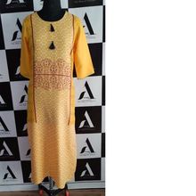 digital print yellow crape rayon kurti