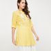 MELANGE Floral Embroidered Band Collar Kurti