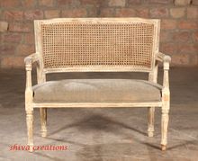 French Country Vintage Antique Cane Back Settee Sofa