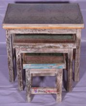 Reclaimed Wood Nesting Side Table Set