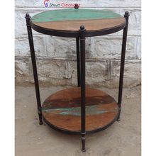Iron Wooden Accent End Table