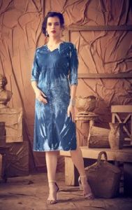 Blue Washed Cotton Denim Kurti.