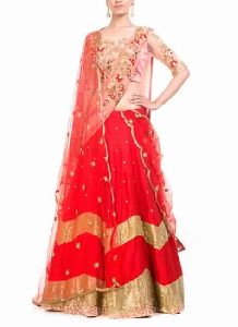 Peach Scarlet Bridal Lehenga