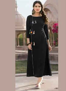 Viva N Diva Black Colored Heavy Rayon Printed Kurti.