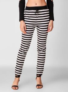 Black And White Stripe Women Jogger