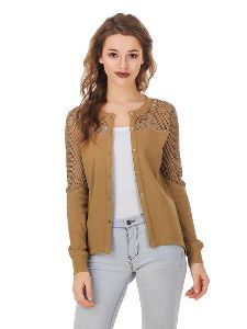 Front Button Placket High-Low Versatile Shrug