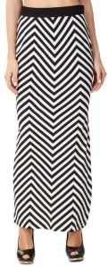 Stripe Full Length Side Slit Skirt