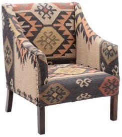 Kilim Wool Jute Rug Upholstered Chair