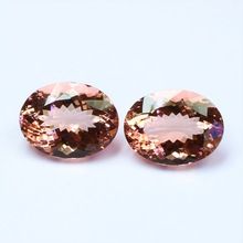 Peach Pink Morganite Faceted Oval Cut Pair Earrings