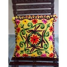 Suzani Uzbek Pillow sham cases Handmade Embroidery cushion cover Pom-Pom Pillow