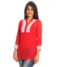 Long Sleeves Red Lace top