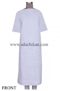 Embroidered White Cotton Lucknow Chikan Unstitched Kurta