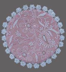 Hand Embroidered Pink Georgette Lucknow Chikankari Table Coaster