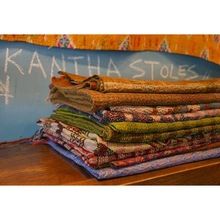 Vintage Kantha Bengali Silk Sari Scarves