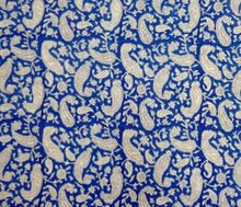 Hand Block printed Cotton fabric paisley print Indigo fabric