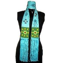 women Turquoise Long Embroidered scarves