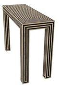 Black and white striped resin and bone inlaid side table, bone and resin inlay furniture