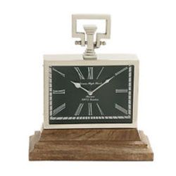 Rectangle Steel And Wood Table Clock