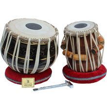 Colored Red Brass Bayan Wood Tabla Set