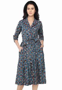 PRINT COTTON JACKET STYLE DRESS I