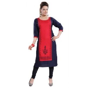 Dobby Jet Black Embroidered Kurti