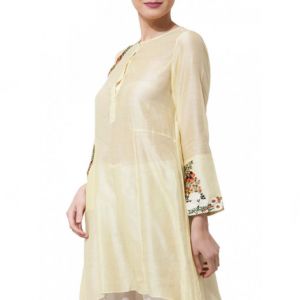 Pale Yellow Short Kurta