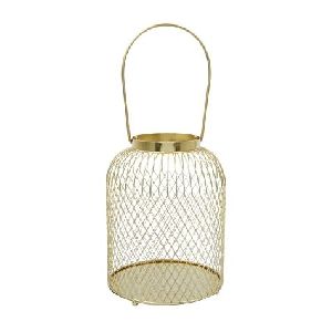 Wire metal candle lantern christmas decoration Gold