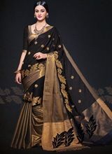 Black designer silk zari work saree