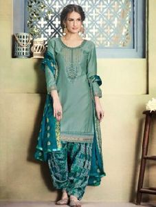 Casual Wear Cotton Silk Embroidery Work Patiala Suit