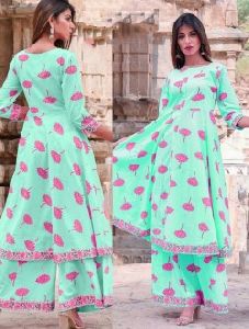 Printed Cotton Kurtis With Plazzo