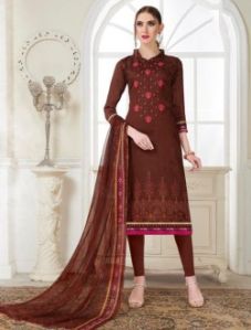 Printed Cotton Satin Fancy Churidar Suit