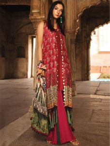 Printed Japan Satin Designer Pakistani Style Salwar Suit