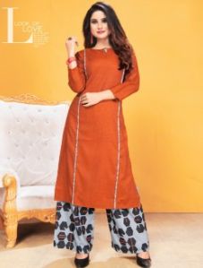 Rayon Long Kurtis With Printed Palazzo