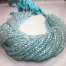 Aquamarine roundel faceted natural stone beads