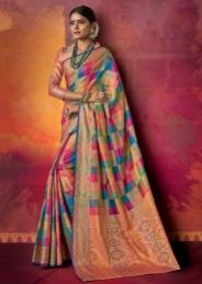 Cheks Printed Party Wear New Designer Silk Sarees