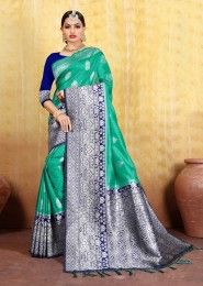 Festival Wear Weaving Silk Border Work Sarees