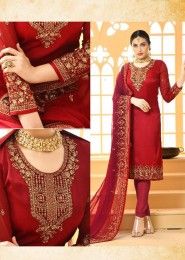 Georgette Embroidery Work Designer Churidar Suits