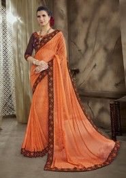 Georgette Lace Border Work Sarees