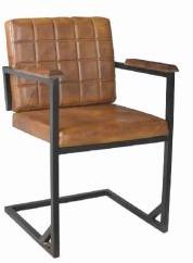 Iron Frame Arm Leather Chair Loft Industrial Dining Chair