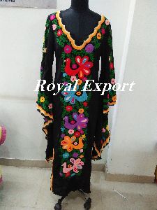 Royal Butterfly Embroidered Kaftan Dress
