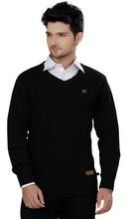 Elegance Cut Black Cotton Me V-Neck Sweater