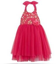 Golden Embroidered Peach Tutu Party Dress