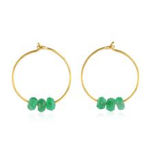 Emerald Bead Hoop Earring