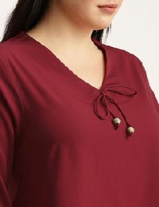 Full Sleeve Burgundy Cotton Top