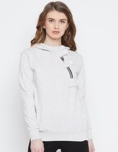 Sleeve Hoody Grey Cotton Sweatshirt