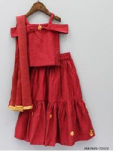 Kids Silk Embroidery Salwar Kameez