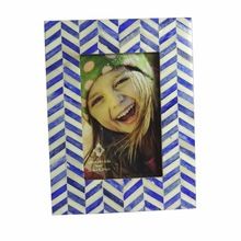 Zig Zag - Dyed blue and Natural Bone Inlay Photo Frame