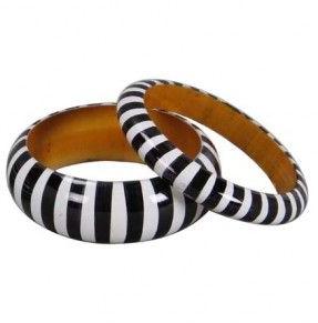 SKINNY STRIPES MONOCHROMATIC WOOD BANGLES