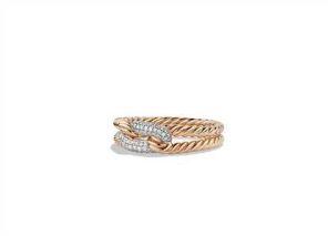 Rose Gold Plated CZ Studded Twisted Ladies Ring