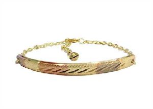 Three Tone Gold Plated Diamond Cut Bangle Bracelet